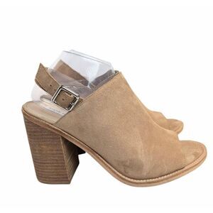 Steve Madden Lanto tan suede slingback open toe block heel sandals womens 11